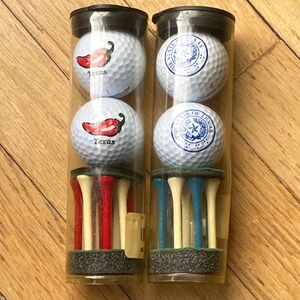 Texas Chili Pepper Golf Ball Tee Tubes Set 2 w Tournament Plus Balls Gift